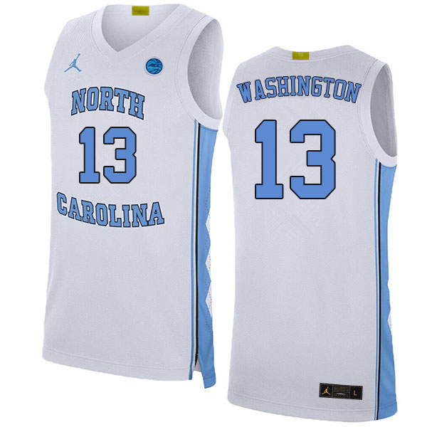 Men #13 Jalen Washington North Carolina Tar Heels College Basketball Jerseys Sale-White